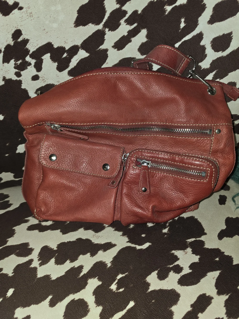 Fossil Leather Crossbody Bag in Brick Red